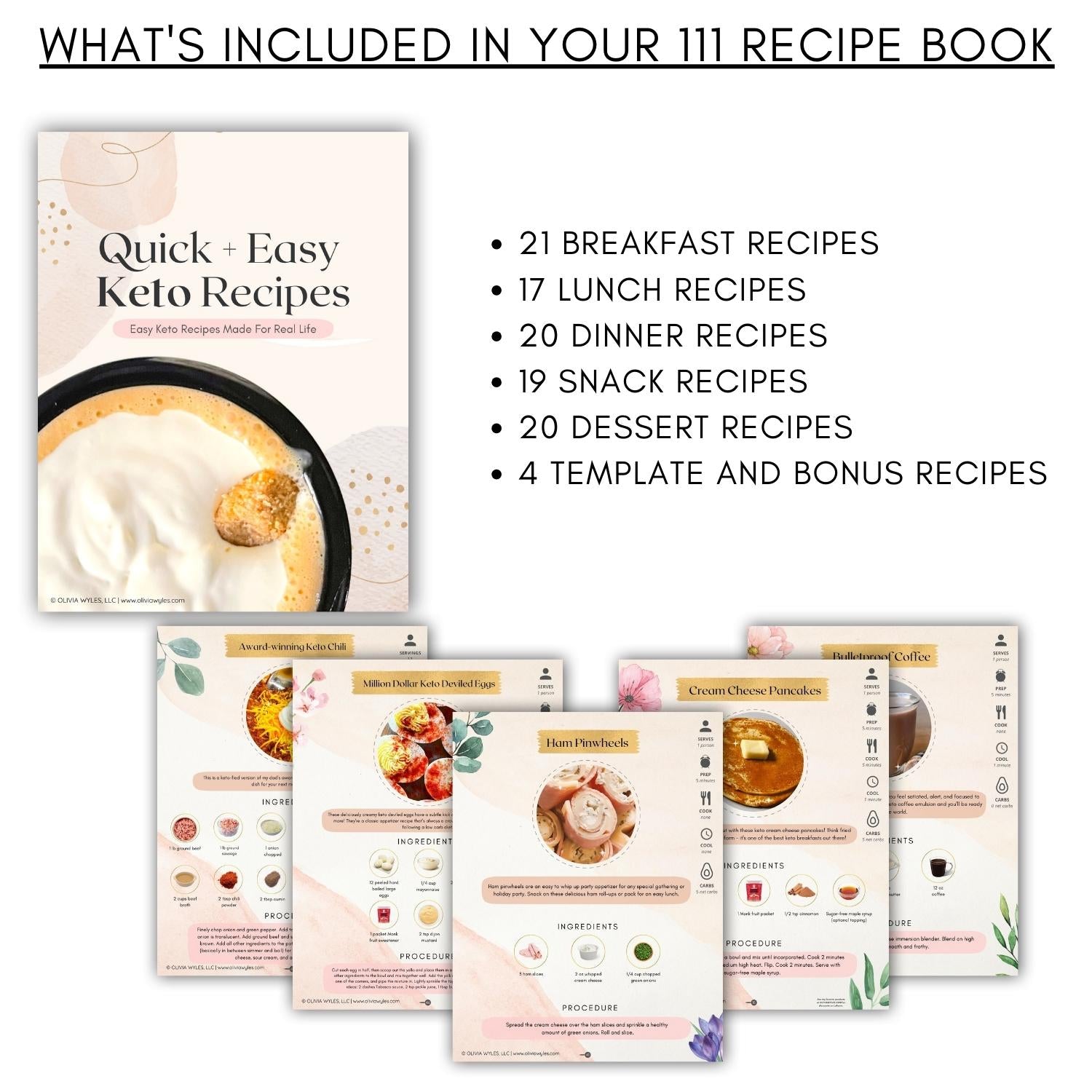 Quick + Easy Keto Recipes Cookbook (111 Pages eBook)
