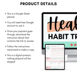 Mockup of Healthy Habit Tracker discussing product details and what to expect after purchase