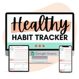 Mockup of Healthy Habit Tracker with Tablet and Phone Mockup presented. Healthy Habit Tracker is a spreadsheet that will help you track your healthy habits and stick to them. The visual charts help quickly identify and motivate you to keep going on your healthy journey.
