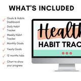 Mockup of Healthy Habit Tracker showing what is included with the product purchase