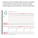 Mockup of Healthy Habit Tracker showing the month tab up close with reasons to purchase 