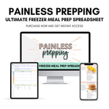 Final Mockup of Painless Prepping: Ultimate Freezer Meal Prep Spreadsheet 