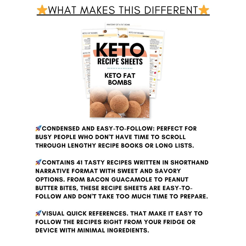 Mockup of Keto Fat Bombs Printable showing the features that makes it different than other products