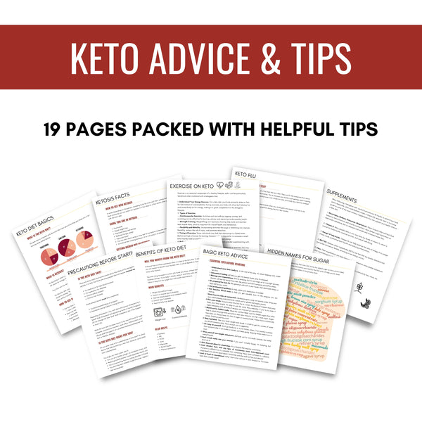 mockup of keto ultimate bundle showcasing the keto advice and tips section
