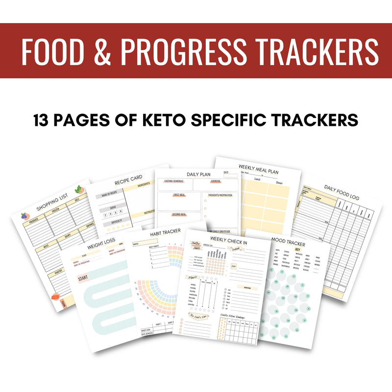 mockup of keto ultimate bundle showcasing the food and progress trackers section